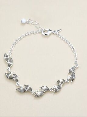 Silver link Leaf Chain Bracelet - Silver